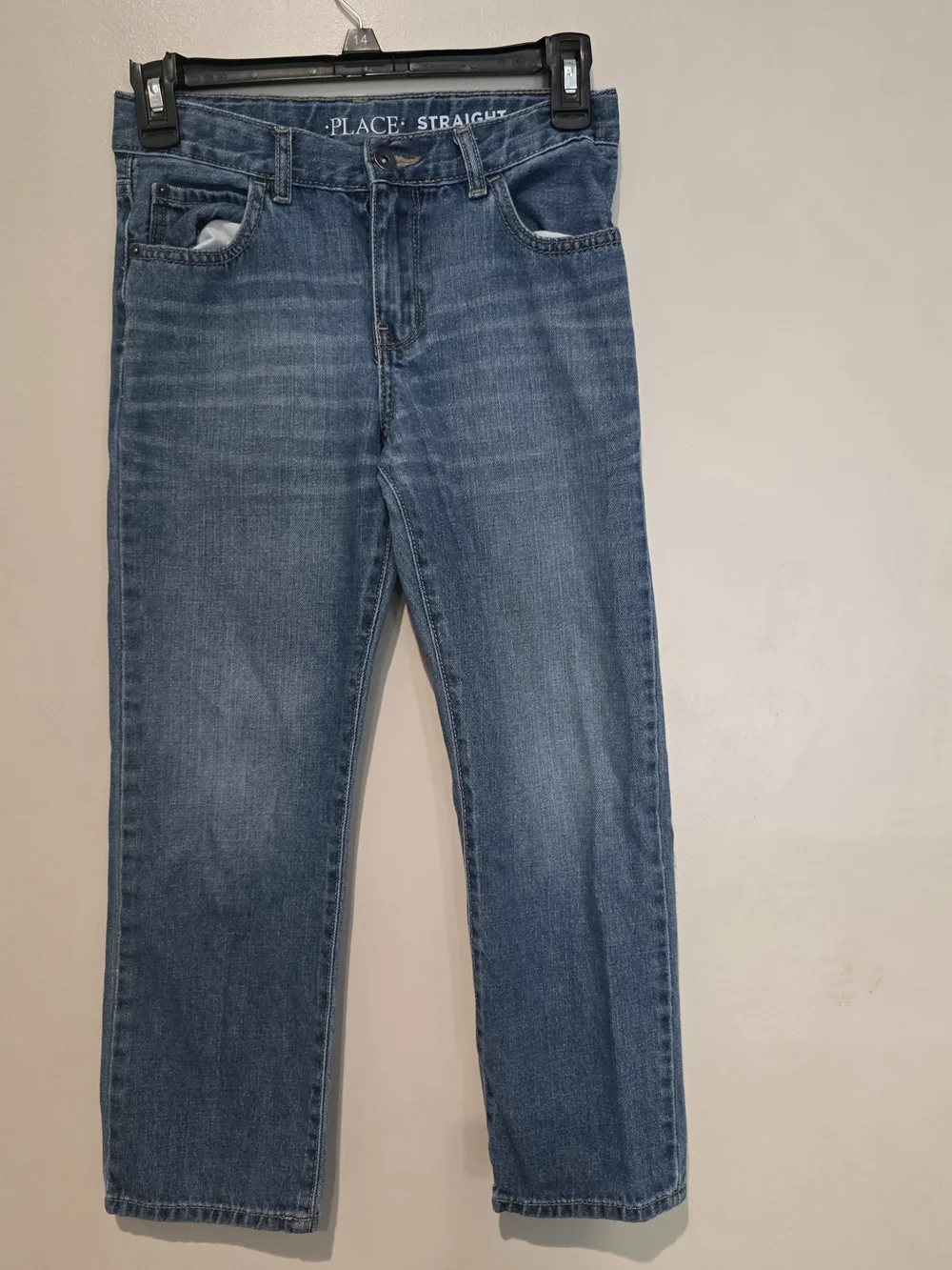 The Children's Place Boys Straight Denim Jeans Blue 8 Husky Button Adjustable